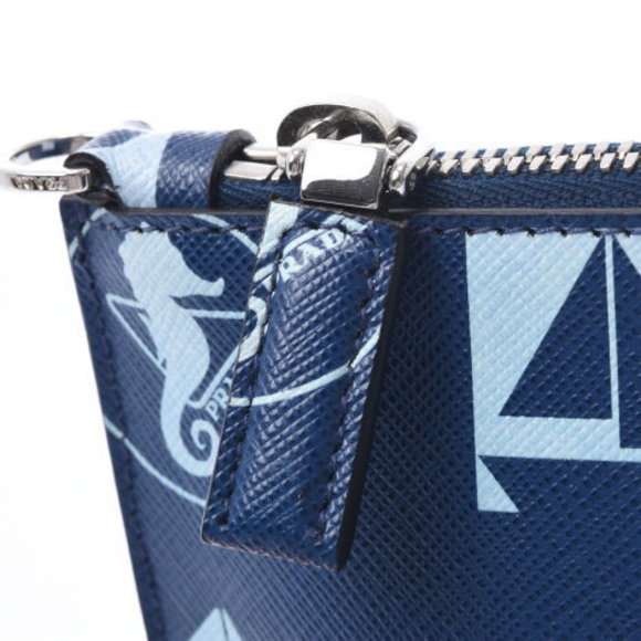PRADA Blue Saffiano Clutch Bag - Picture 6 of 12